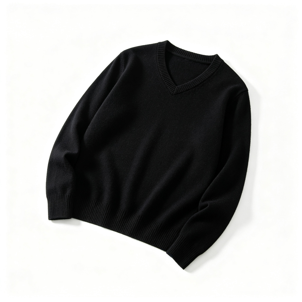 Black V-Neck Knit Sweater