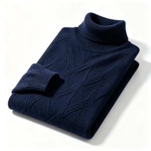 NavyTurtleneck Knit Sweater