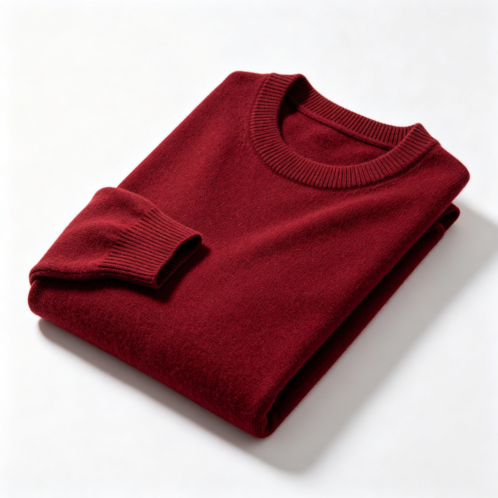 Burgundy Crew-Neck Knit Sweater
