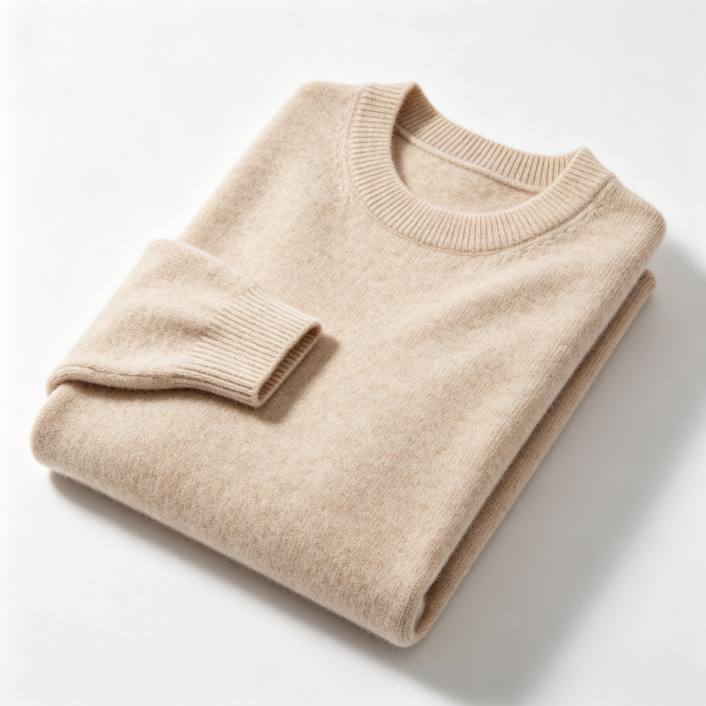 Beige Crew-Neck Knit Sweater