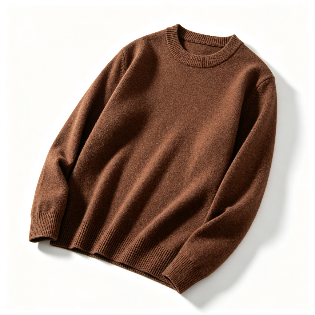 Coffee Brown Crew-Neck Knit Sweater