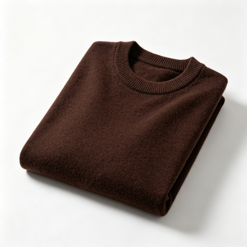 Dark Brown Crew-Neck Knit Sweater