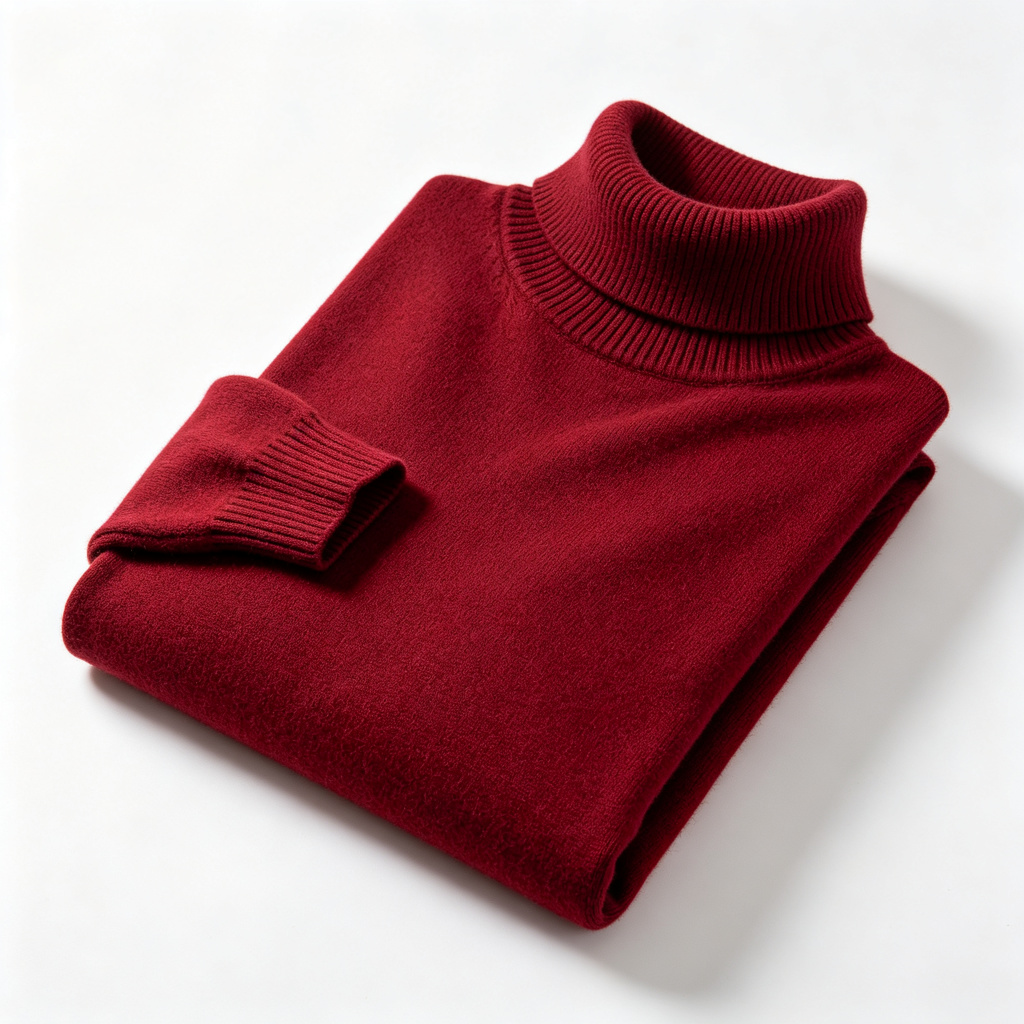 Burgundy Turtleneck Knit Sweater
