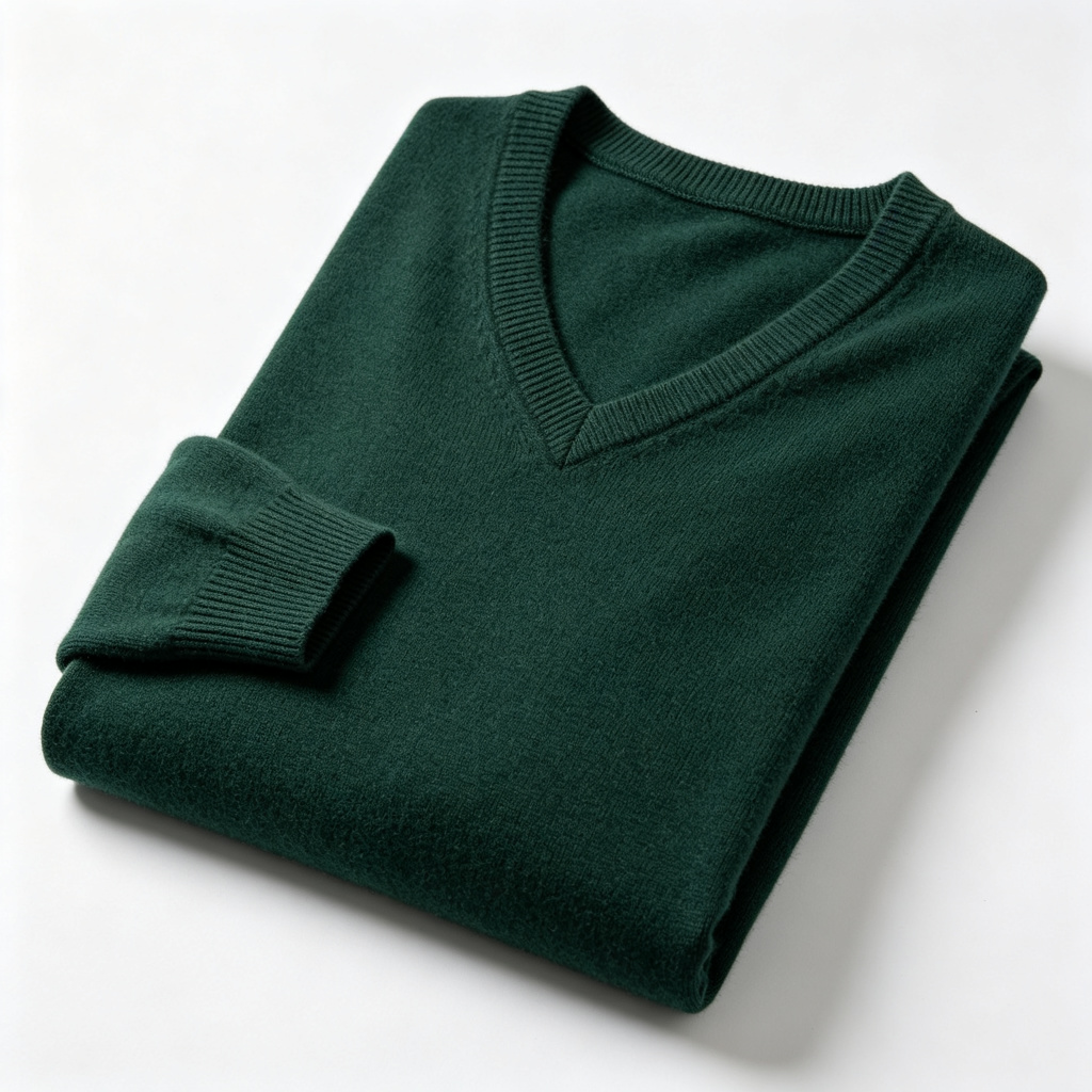 Forest Green V-Neck Knit Sweater