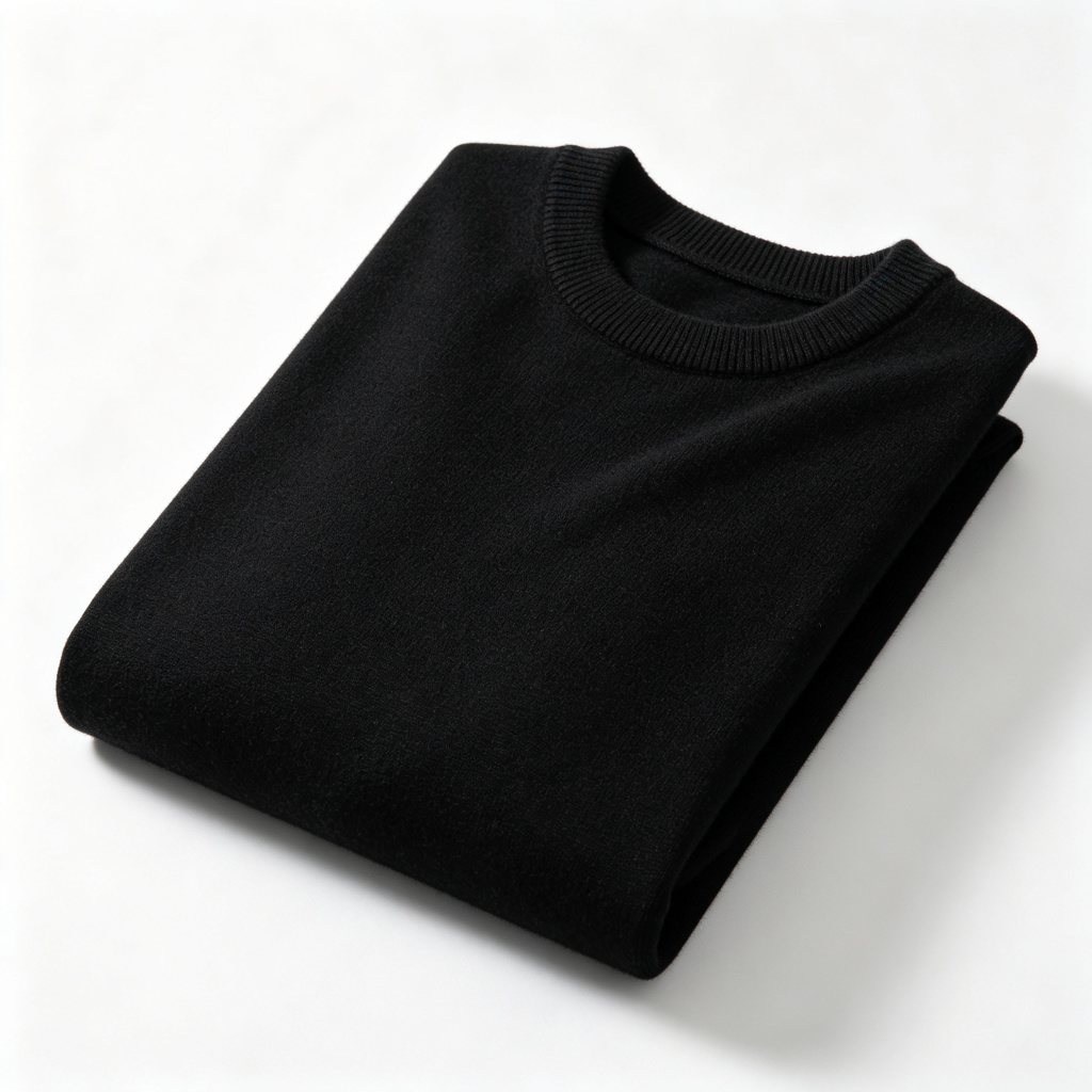 Black Crew-Neck Knit Sweater