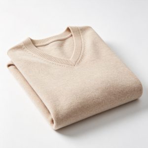 BeigeV-Neck Knit Sweater