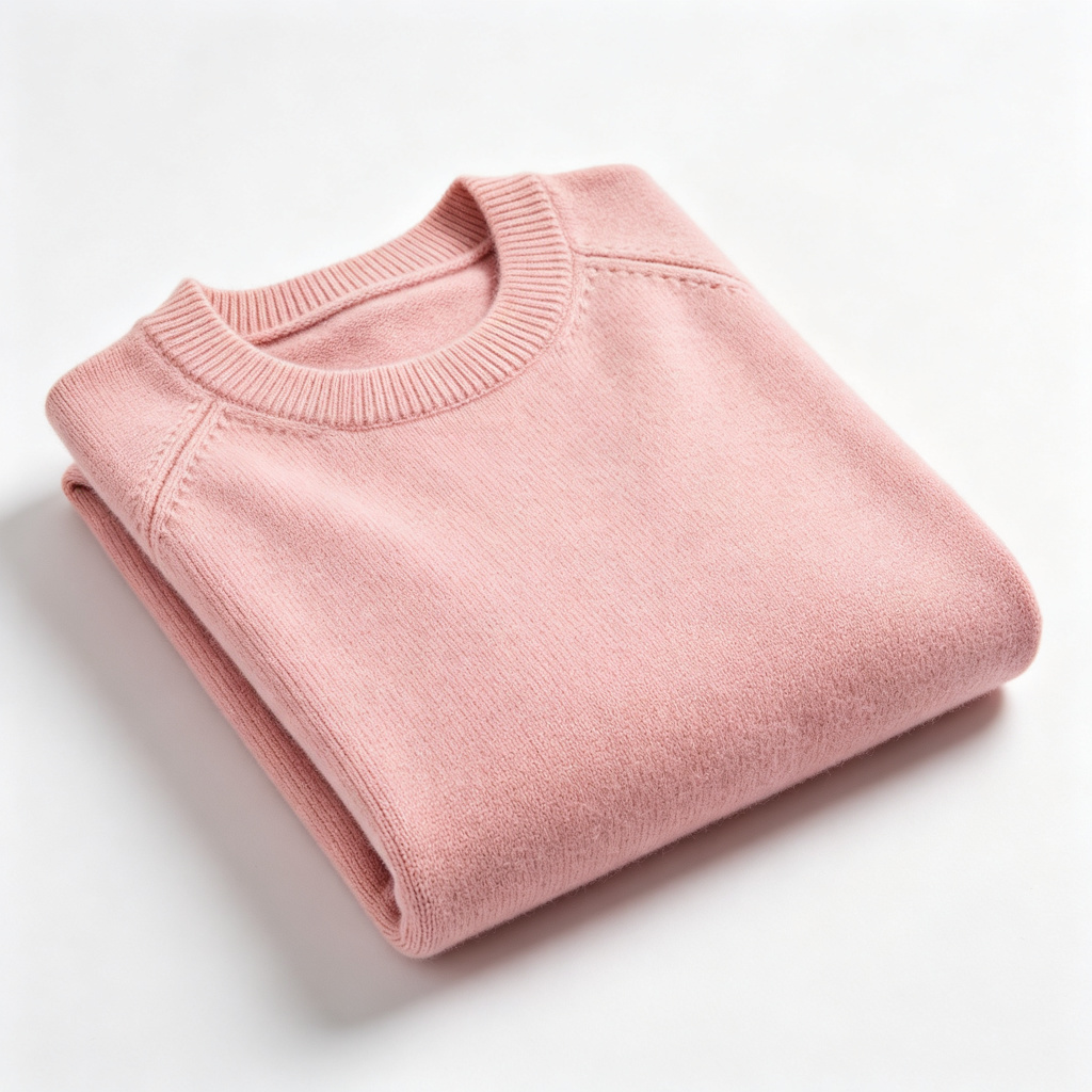 Pink Crew-Neck Knit Sweater