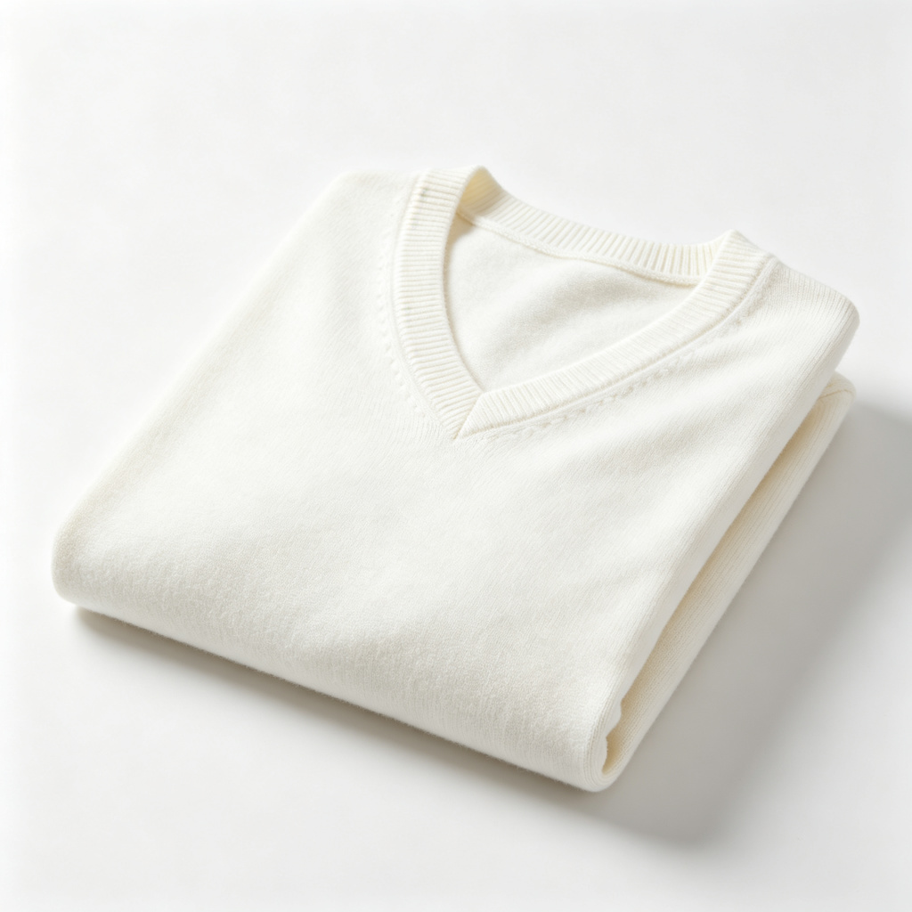 White V-Neck Knit Sweater