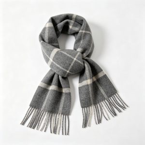 GrayPlaid Wool Scarf