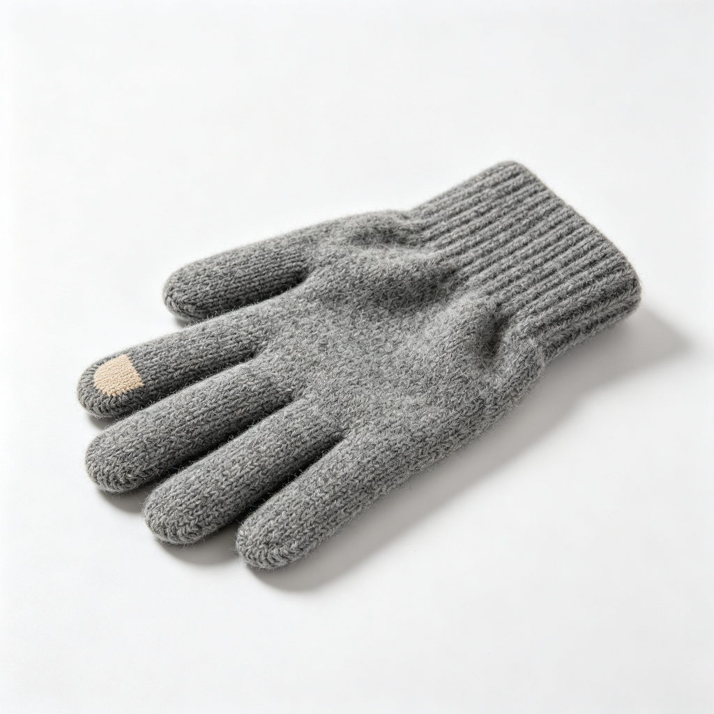 Gray Wool Knit Gloves