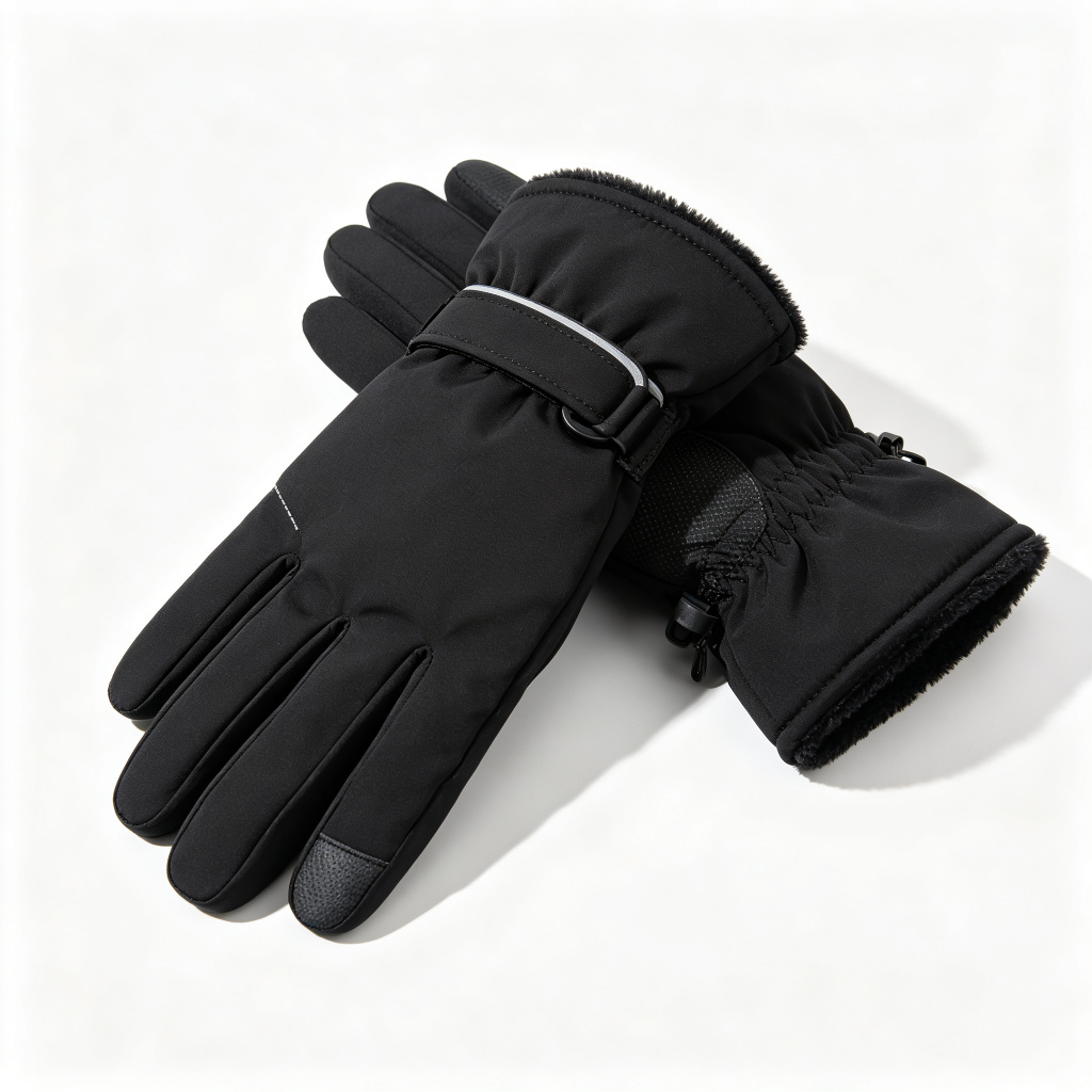 Black Fleece-Lined Thermal Gloves
