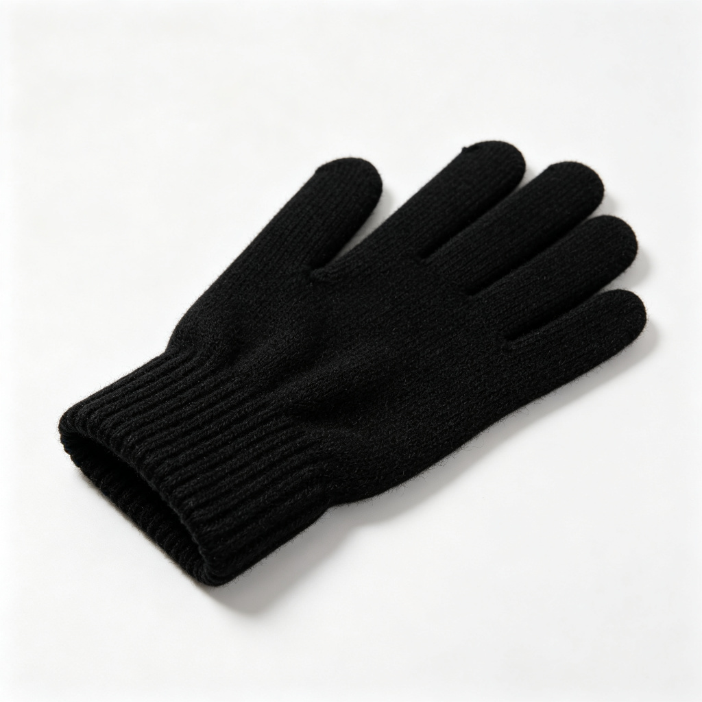 Black Wool Knit Gloves