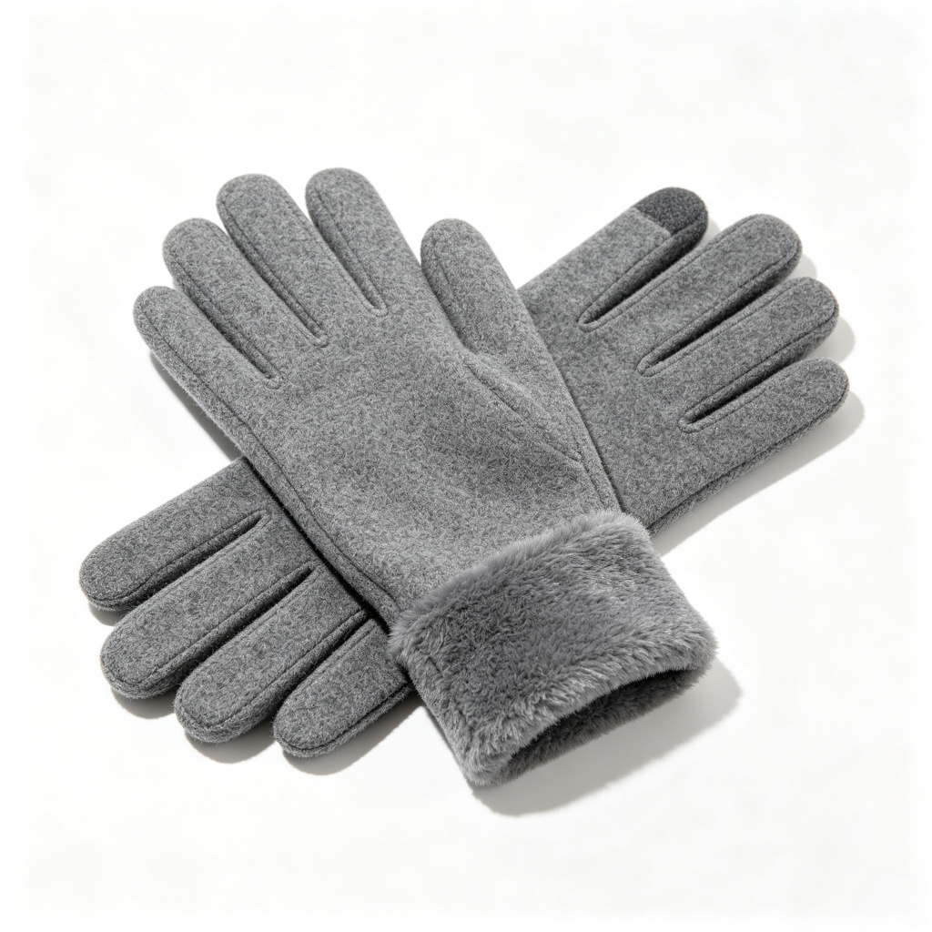 Gray Fleece-Lined Thermal Gloves