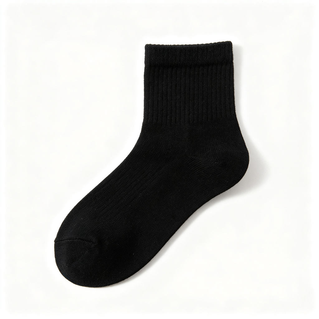 Black Cotton Crew Socks
