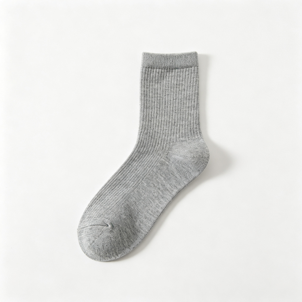 Gray Cotton Crew Socks