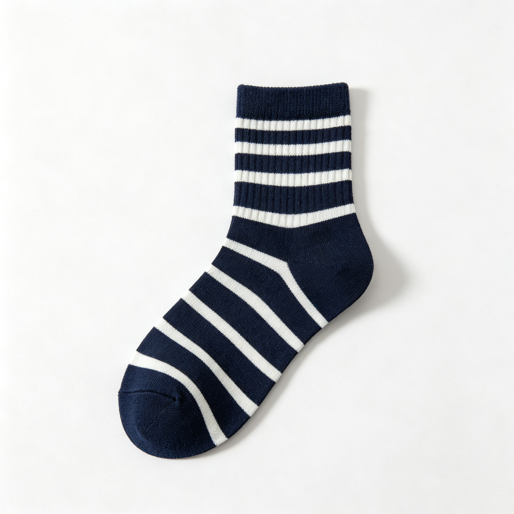 Navy Striped Crew Socks