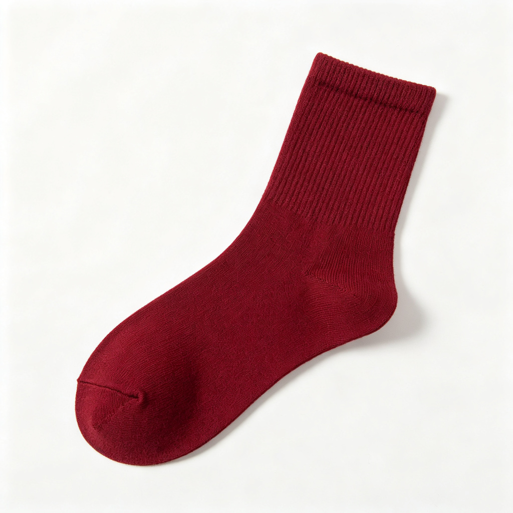 Burgundy Cotton Crew Socks