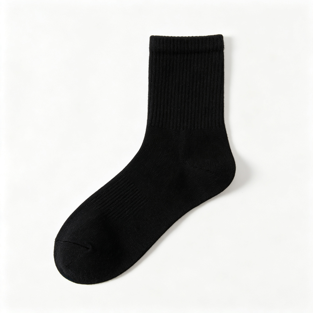 Black Cotton Crew Socks