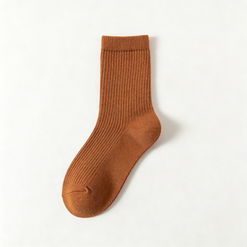 Brown Cotton Crew Socks