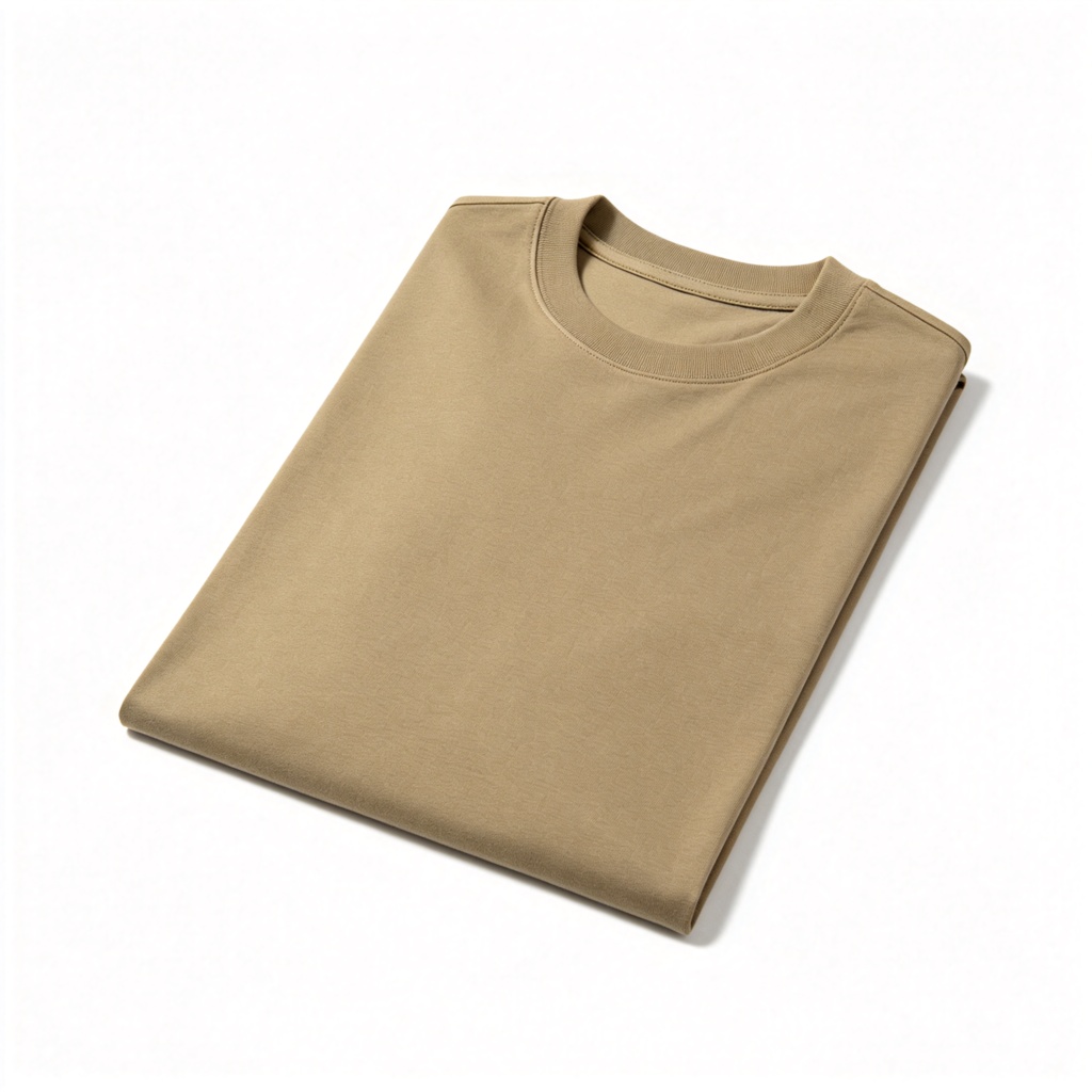 Khaki Cotton Crew-Neck T-Shirt