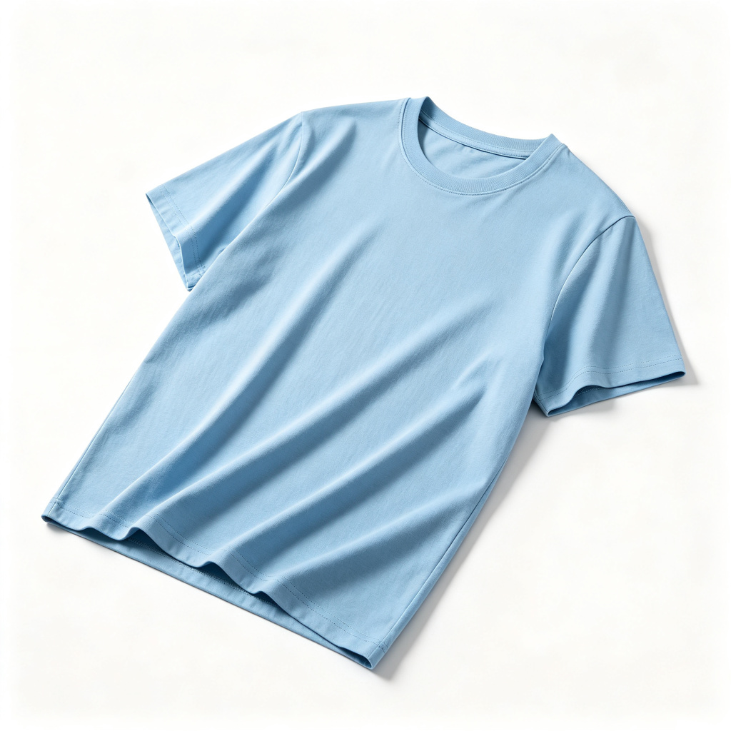 Light Blue Cotton Crew-Neck T-Shirt