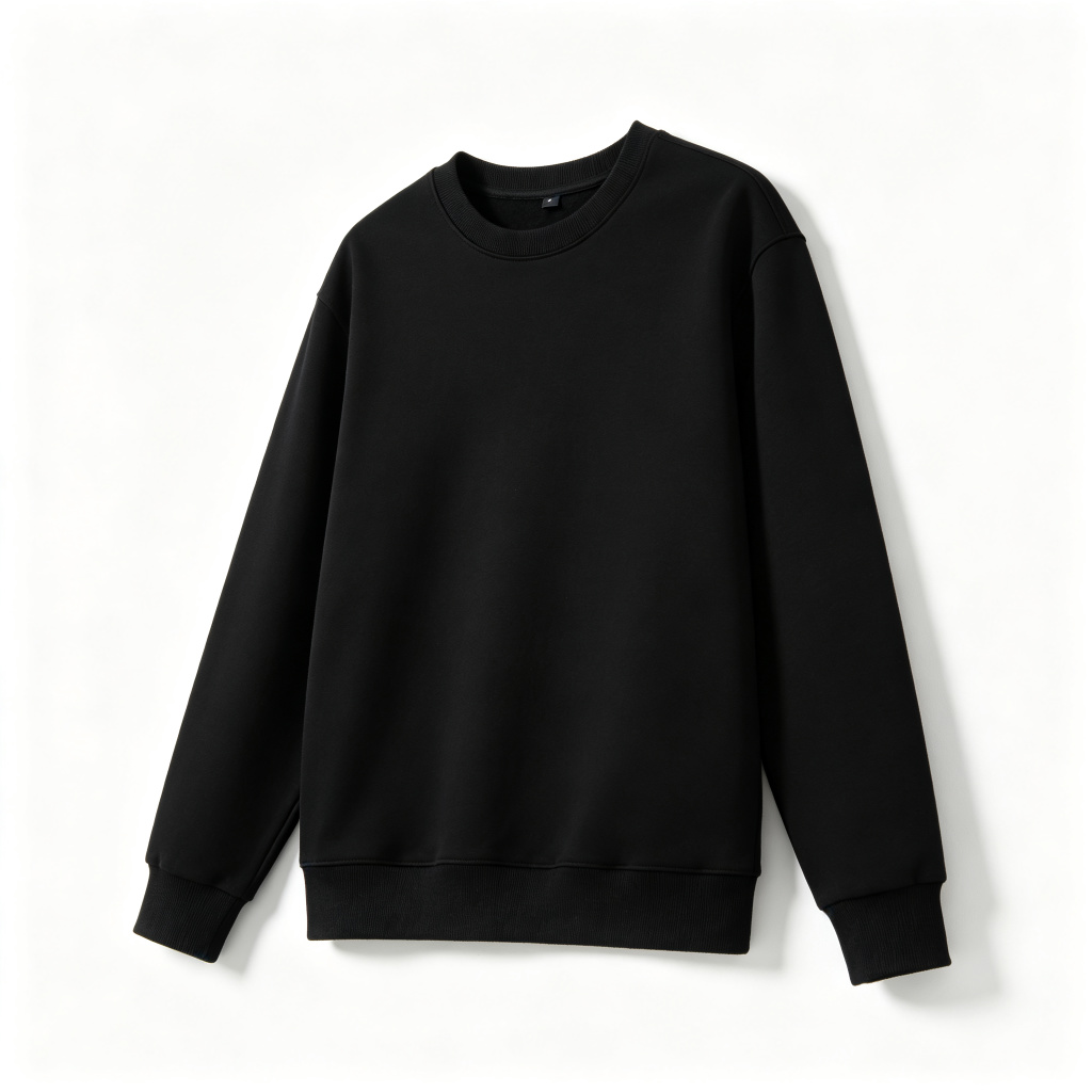Black Minimalist Crew-Neck Sweatshirt