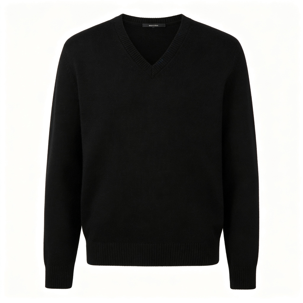 Black V-Neck Knit Sweater