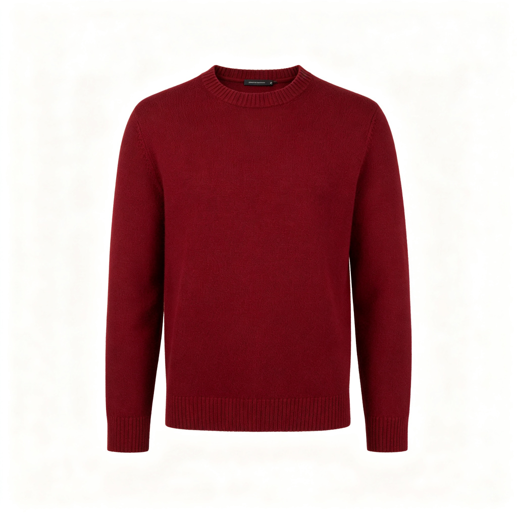 Burgundy Crew-Neck Knit Sweater