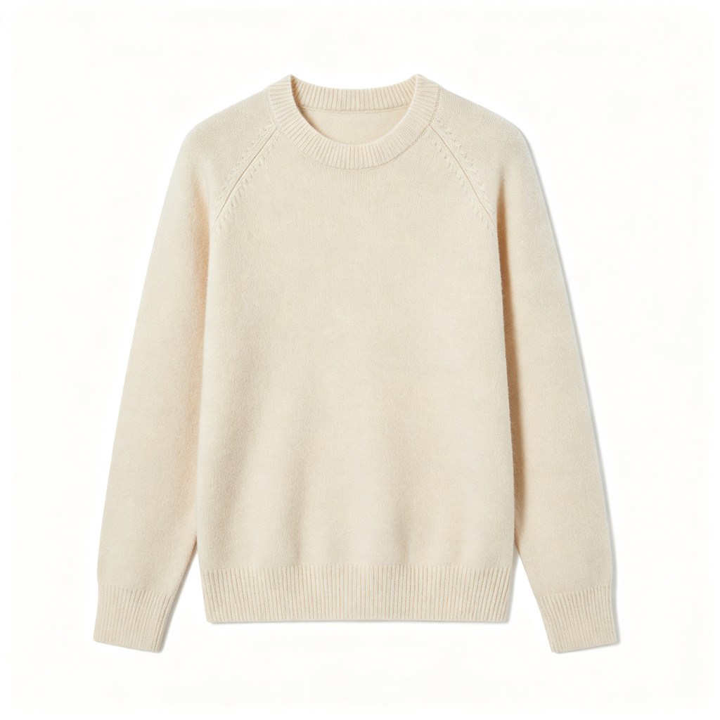 Beige Crew-Neck Knit Sweater