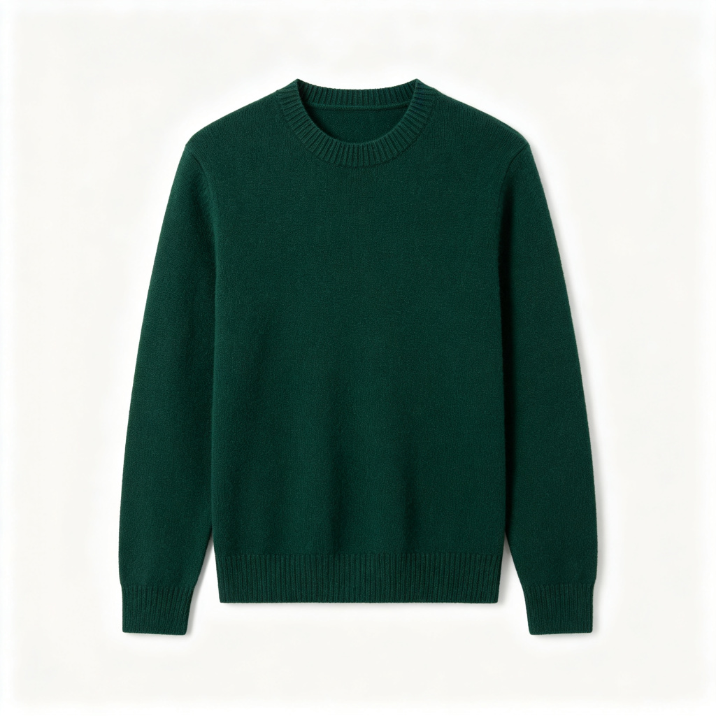Forest Green Crew-Neck Knit Sweater