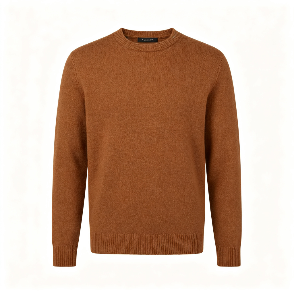 Coffee Brown Crew-Neck Knit Sweater
