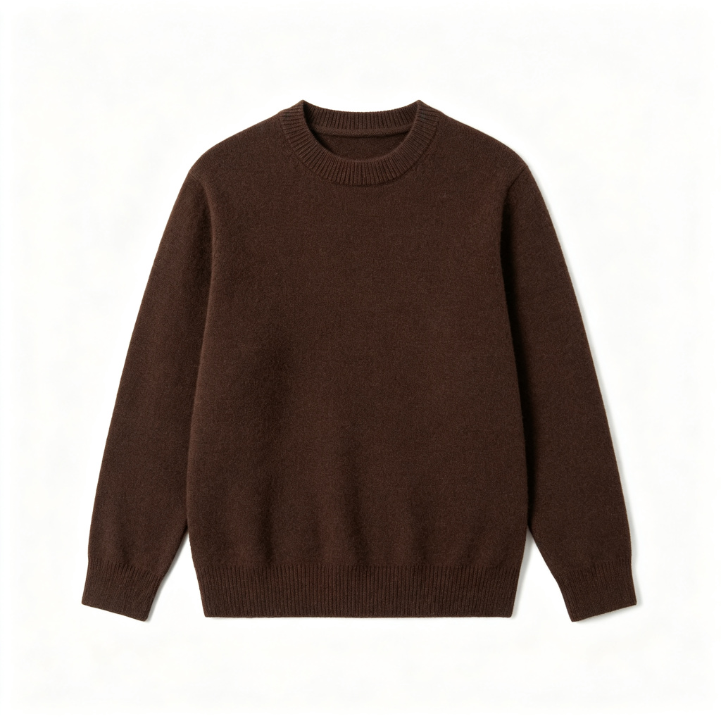 Dark Brown Crew-Neck Knit Sweater
