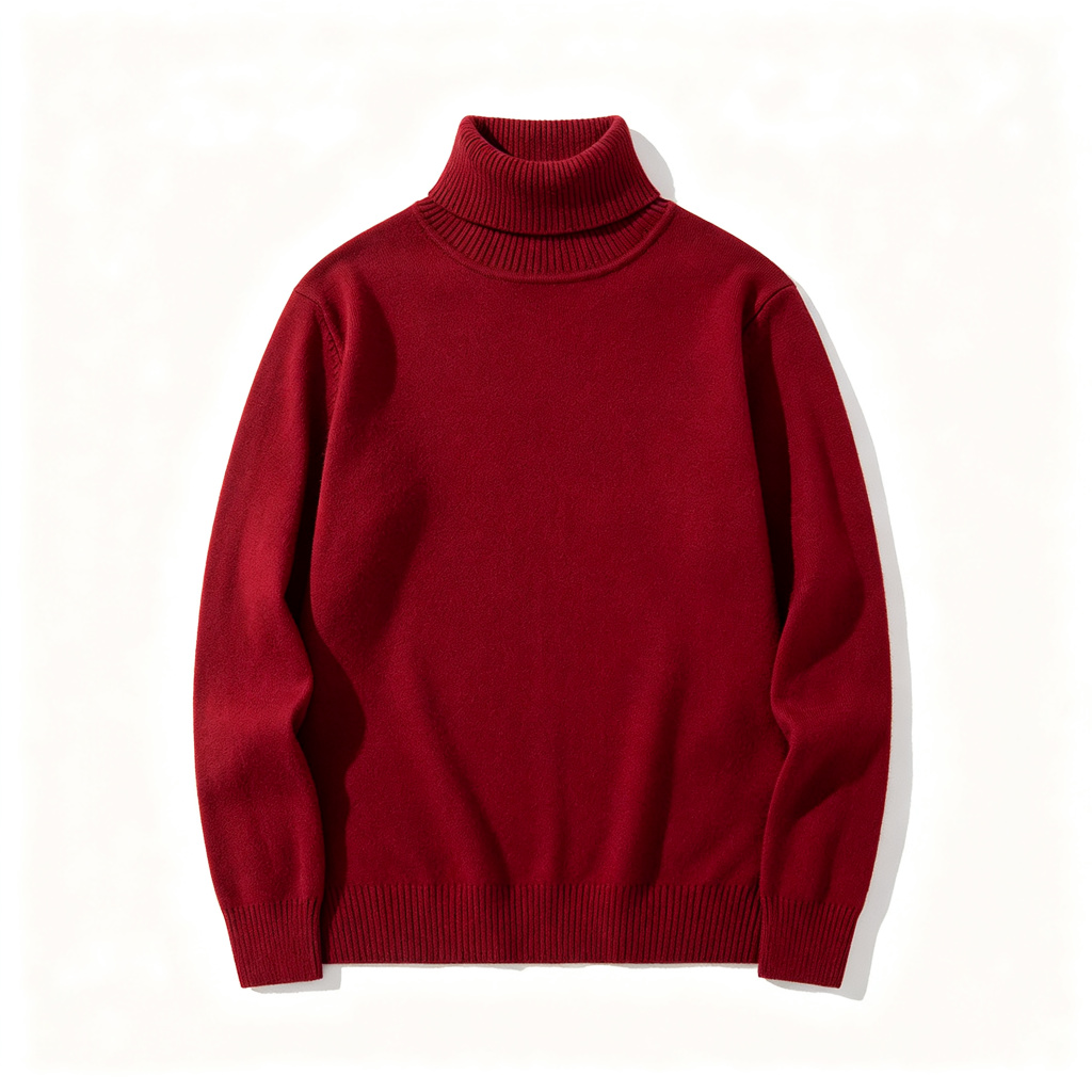 Burgundy Turtleneck Knit Sweater