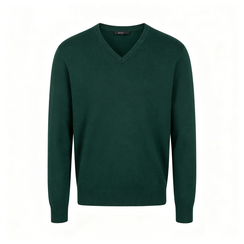 Forest Green V-Neck Knit Sweater