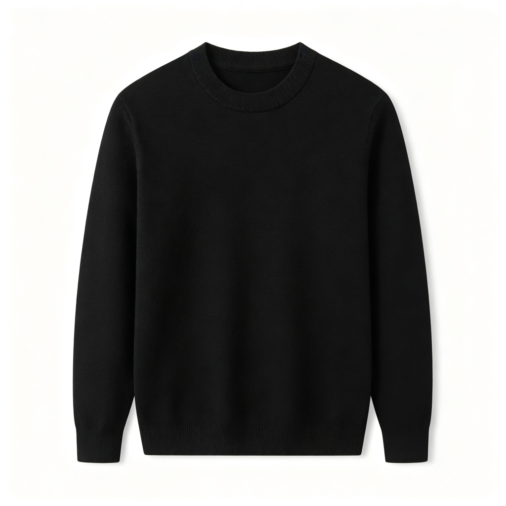 Black Crew-Neck Knit Sweater