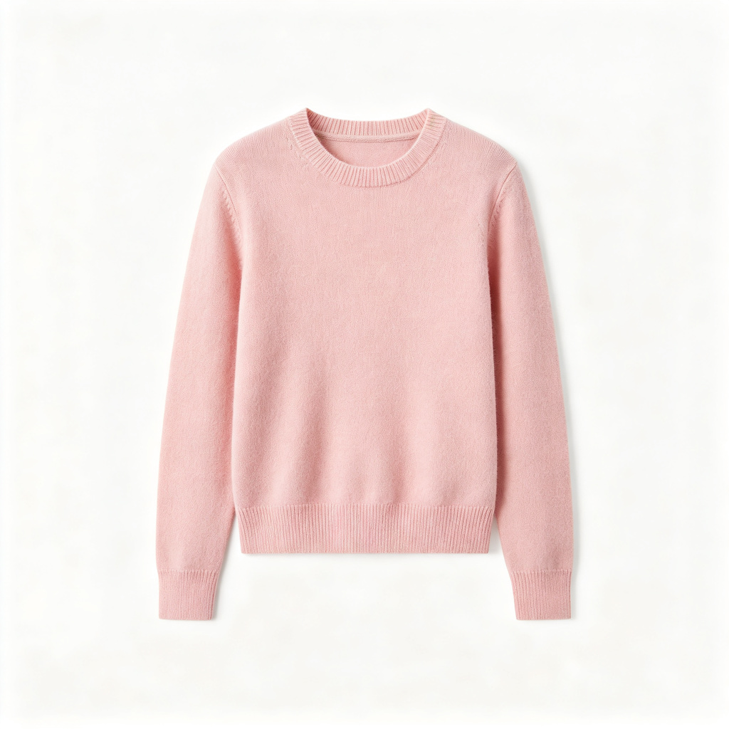 Pink Crew-Neck Knit Sweater