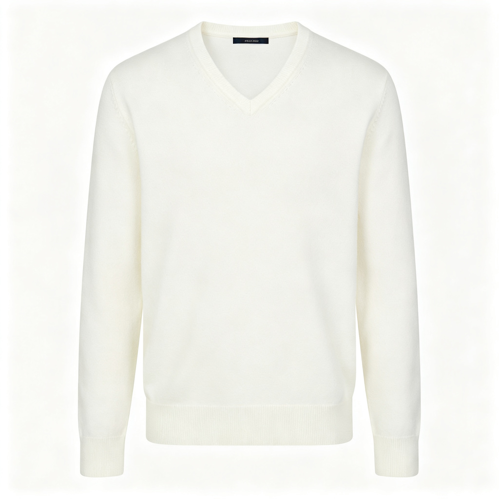 White V-Neck Knit Sweater