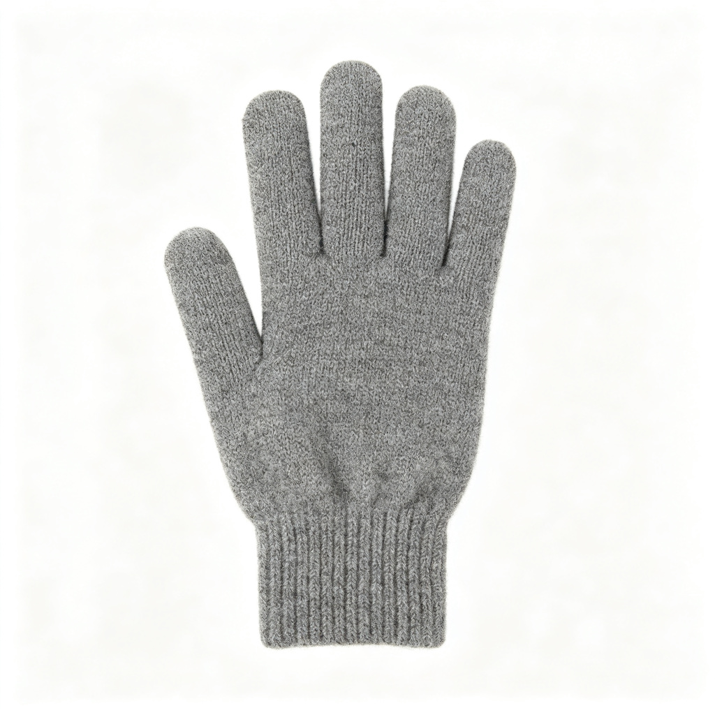 Gray Wool Knit Gloves