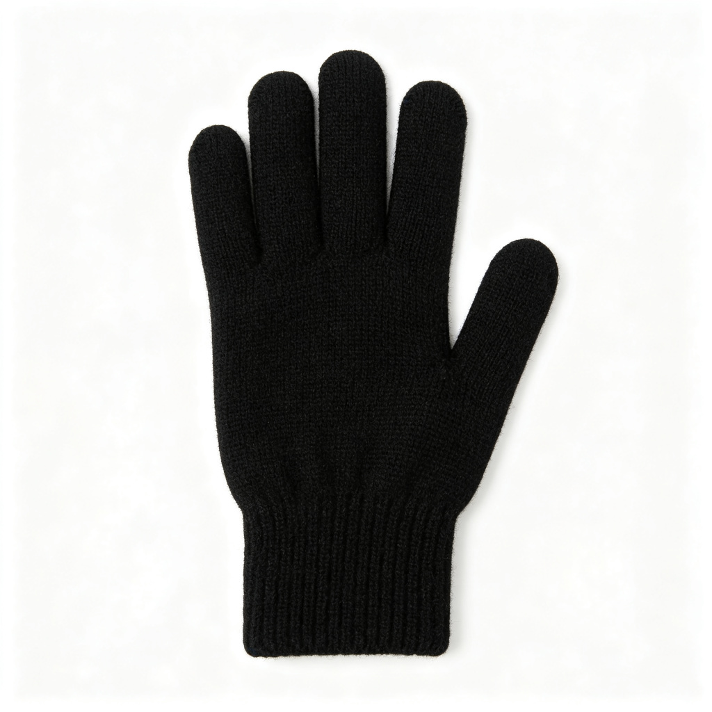 Black Wool Knit Gloves