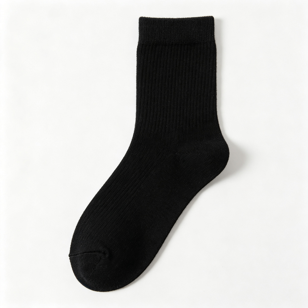 Black Cotton Crew Socks