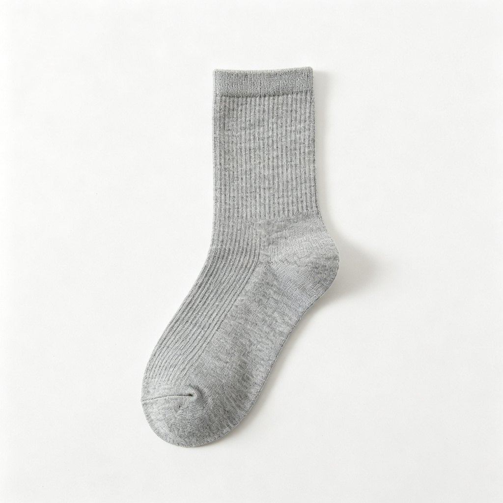 Gray Cotton Crew Socks