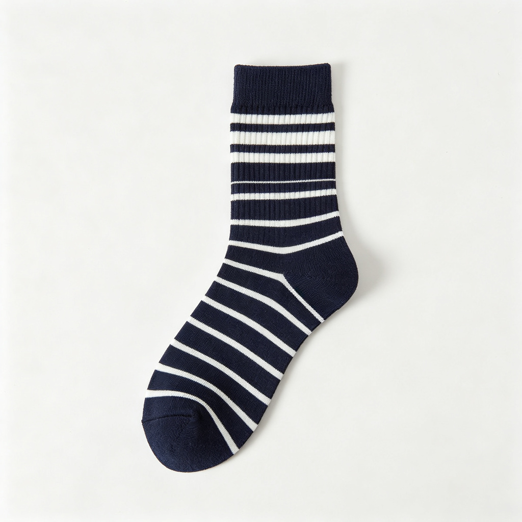 Navy Striped Crew Socks