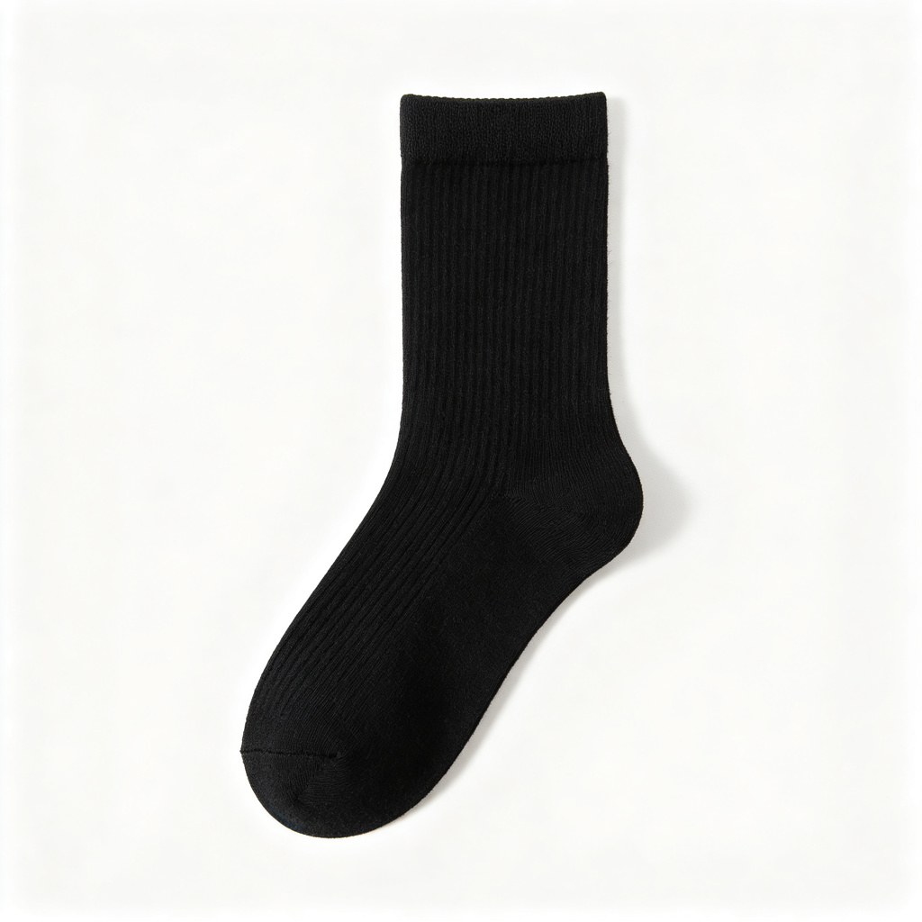 Black Cotton Crew Socks