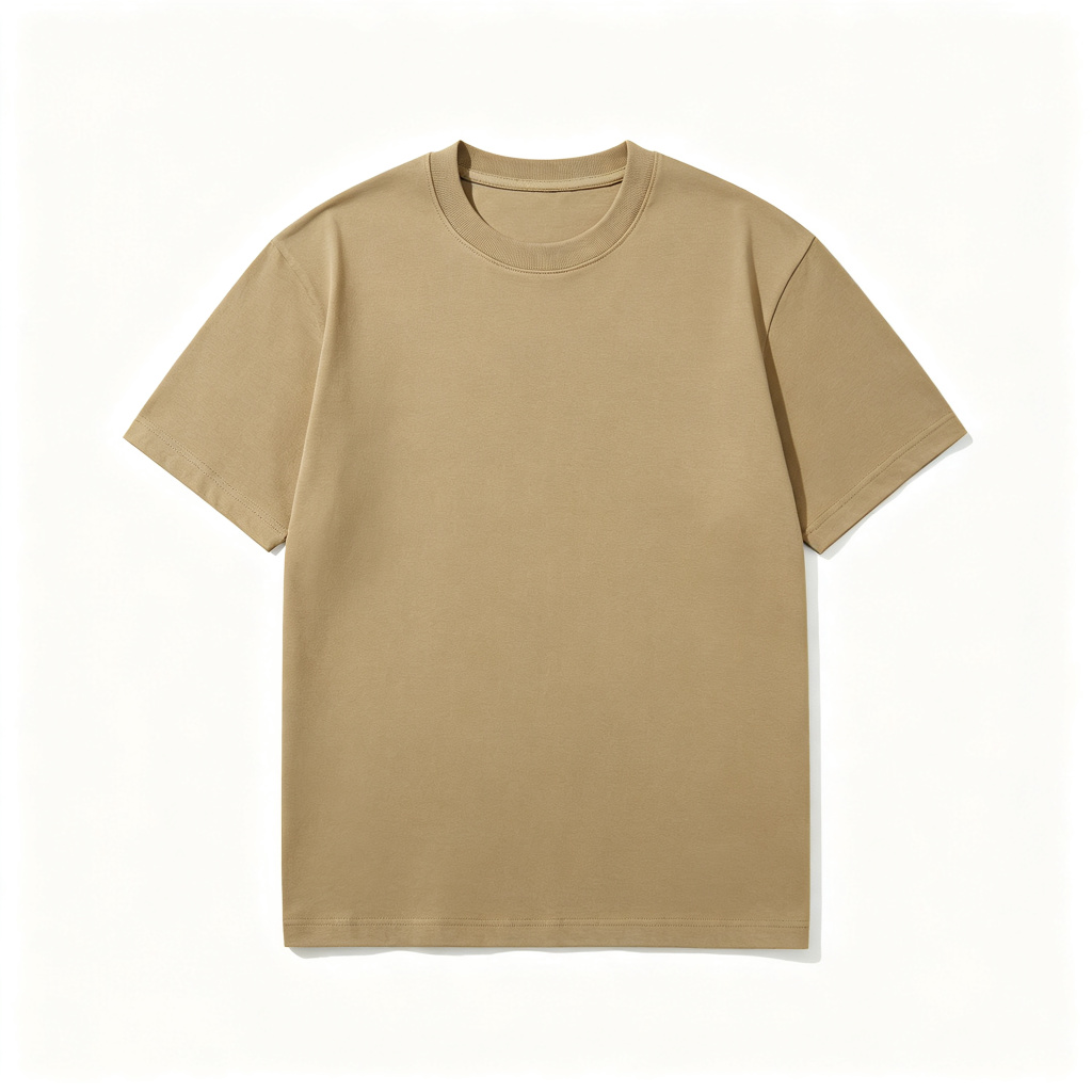 Khaki Cotton Crew-Neck T-Shirt