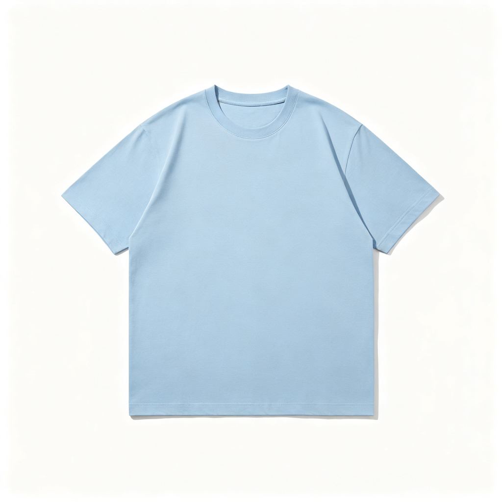 Light Blue Cotton Crew-Neck T-Shirt