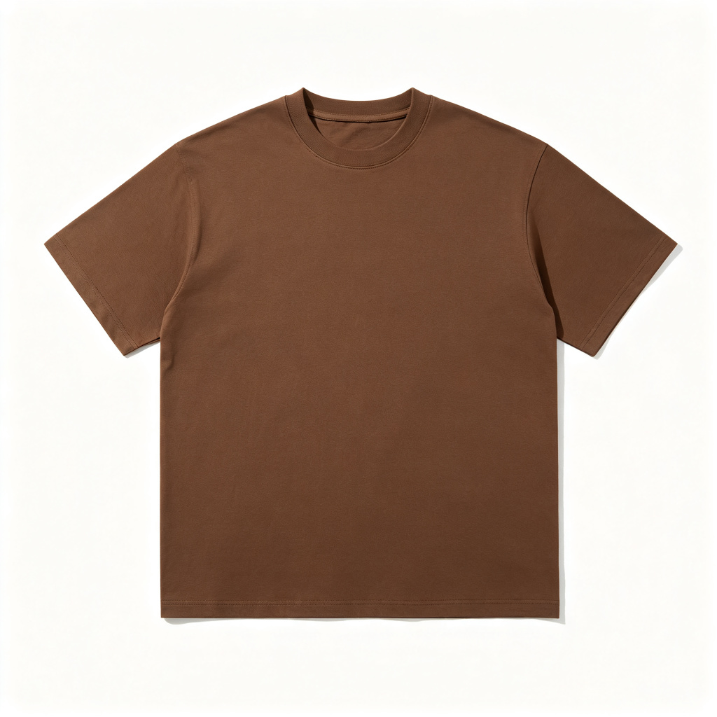 Coffee Brown Cotton Crew-Neck T-Shirt