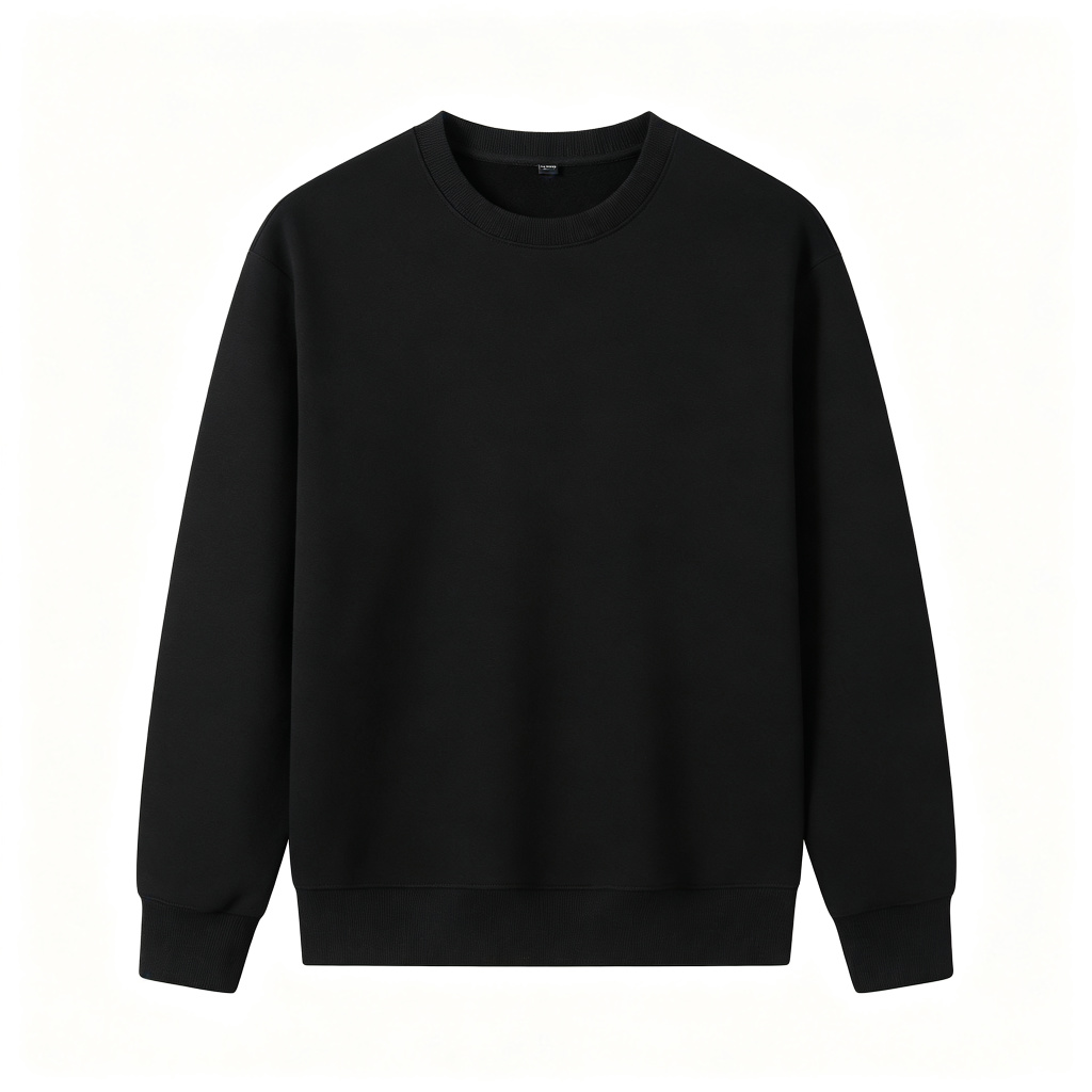 Black Minimalist Crew-Neck Sweatshirt
