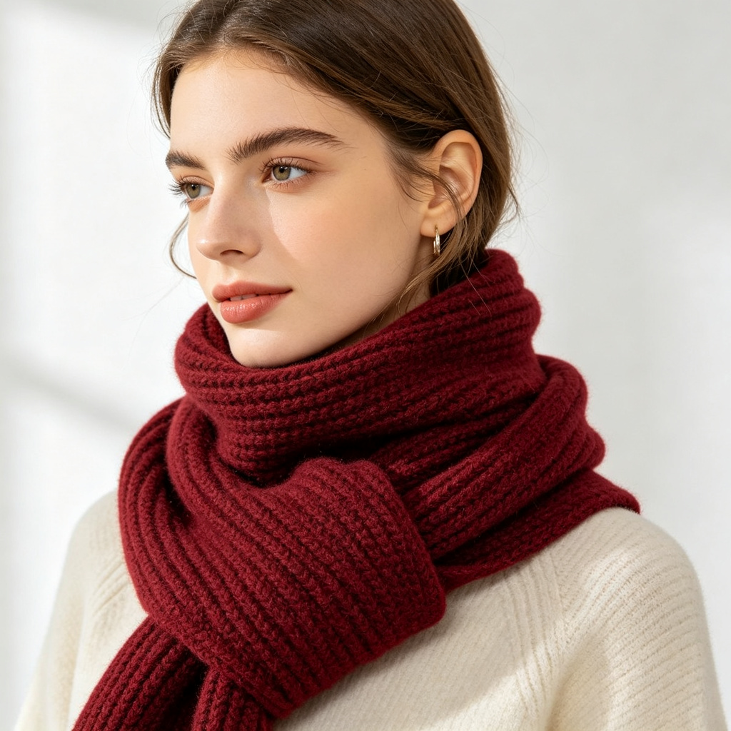 Burgundy Knit Scarf