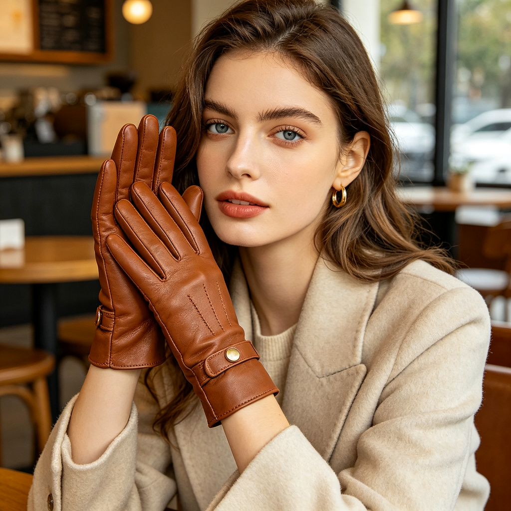 Brown Genuine Leather Gloves