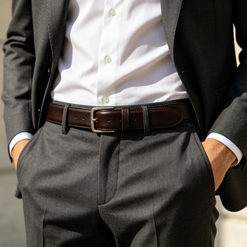 Dark Brown Genuine Leather Belt